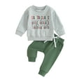 thumbnail image 2 of Kids Baby Boys Christmas Clothes Sets 6M 12M 18M 24M 3Y Letter Print Sweatshirts+Solid Drawstring Pocket Pants Xmas Clothing, 2 of 10