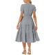 thumbnail image 3 of Vestido de cuadros de mujer Inspire Chic con volantes, escote en V, decoración de botones, vestido midi fluido negro XS, 3 of 6