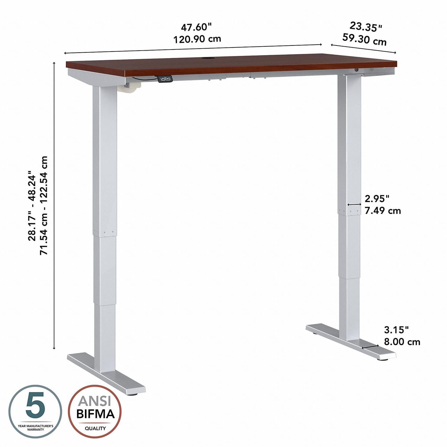 Bureau assis-debout électrique à hauteur réglable 48L x 24P Move 40 Series de Bush Business Furniture, blanc