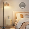 thumbnail image 7 of PARTPHONER 68” Farmhouse Remote Control Black Floor Lamp with Natural Cylindrical Woven Shades, 7 of 7