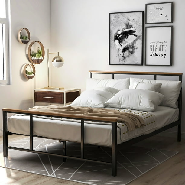 Euroco Metal Full Size Platform Bed With Headboard And Footboard Walmart Com Walmart Com