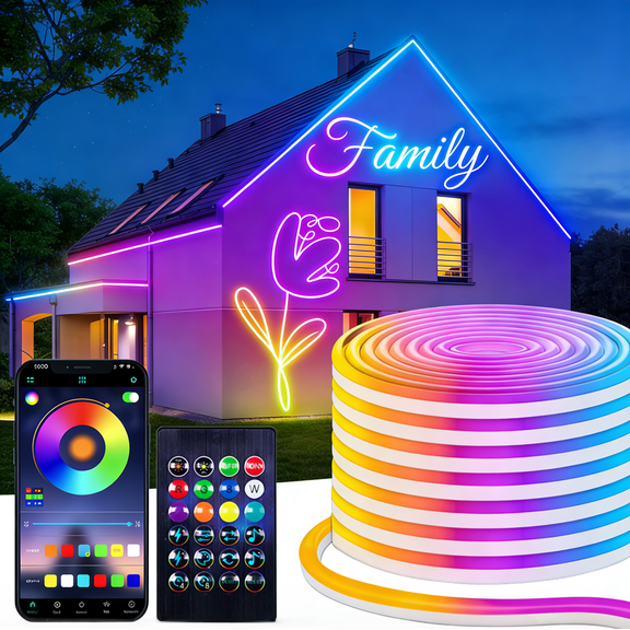100FT RGB LED Neon Rope Light Strip, Flexible Cuttable USB 5V Neon Light, IP65 Waterproof Rope Lights for Bedroom, Gaming Room, Wall Decor, Patio, Party DIY Lighting for Teens & Home Decor