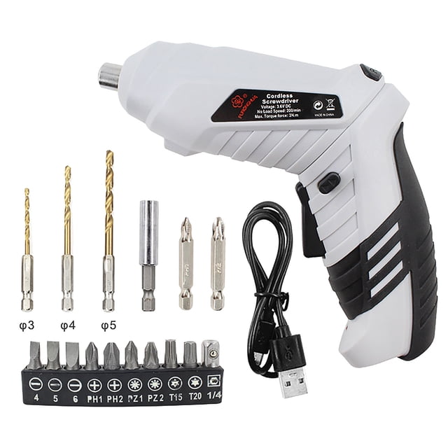 WHEANG Magnetic Tip Screwdriver Set 16 Usb Electric Rechargeable Screwdriver with Pcs Screwdriver Foldable Bits Tools & Home Improvement One Size White