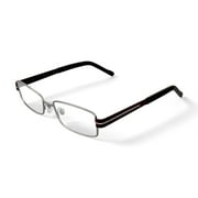 Contour Mens FM9214 Rectangular Prescription Eyeglasses with Case, Shiny Silver