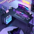 thumbnail image 4 of Bestier 52" Gaming Desk with LED Lights L Shaped Desk with Power Outlet & Monitor Stand Corner Computer Desk in Carbon Fiber, 4 of 9