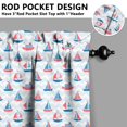 thumbnail image 5 of Kitchen Curtains 24 Inch Short - 3 Panel Set, Nautical Anchor Lighthouse Coastal Design, Rod Pocket Window Curtain for Beach House, Marine Ocean Wave Pattern, Easy Wash, 5 of 6
