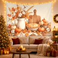 thumbnail image 3 of Harvest Pie Among Pumpkins and Wheat, Cozy Farmhouse for Food Lovers, Autumn Kitchen Wall Art, Thanksgiving Hostess Gift, Tapestry Wall Hanging for Kitchen and Dining Room, 3 of 7