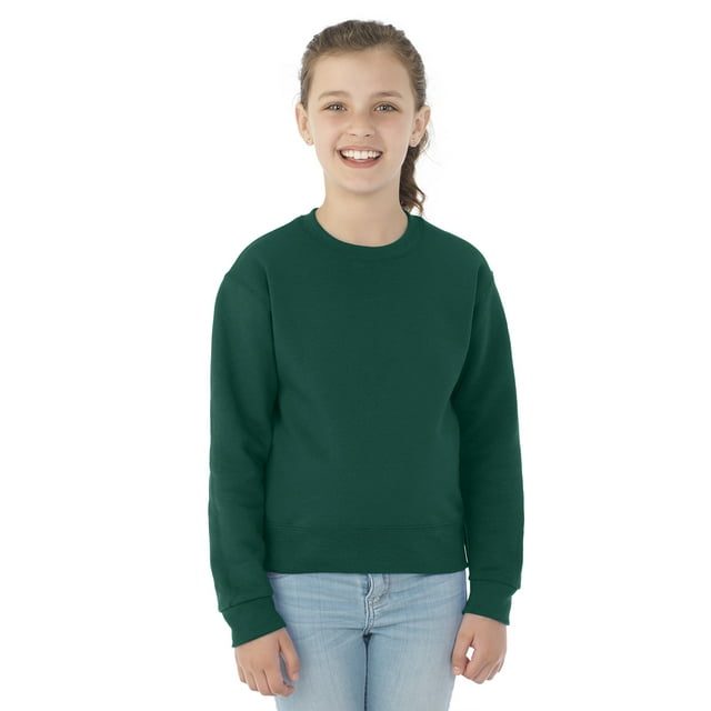 Jerzees Youth NuBlend Crew Neck Sweatshirt, L, Forest Green