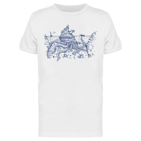 Giant Octopus Fake Island T-Shirt Men -Image by Shutterstock, Male 3X-Large