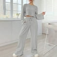 thumbnail image 2 of Bixock Women Fall and Winter Outfit Set,Women Two-piece Set,Women Fall and Winter Outfit Set Striped Knit Round Neck Long Sleeve Top and Pants Loungewear Set, 2 of 5
