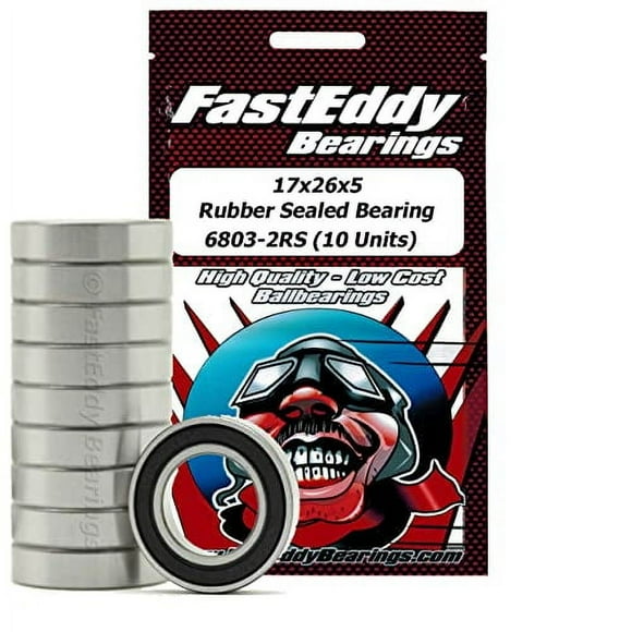 FastEddy Bearings 17x26x5 Rubber Sealed Bearing 6803-2RS (10 Units)