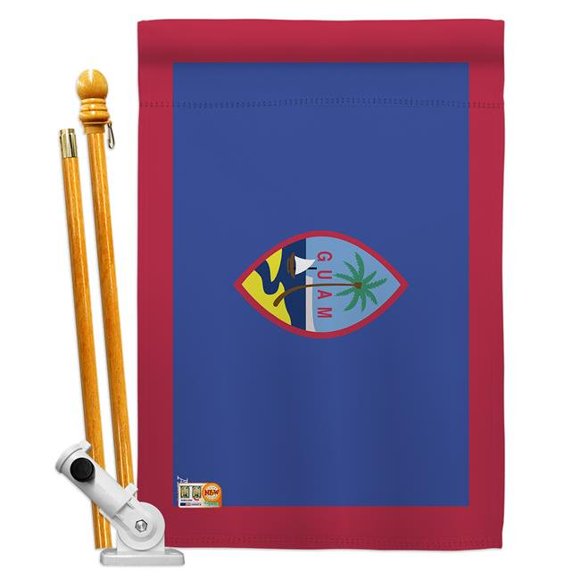 Americana Home & Garden AA-CY-HS-140097-IP-BO-D-US18-AG 28 x 40 in. Guam Flags of the World Nationality Impressions Decorative Vertical Double Sided House Flag Set & Pole Bracket Hardware Flag Set