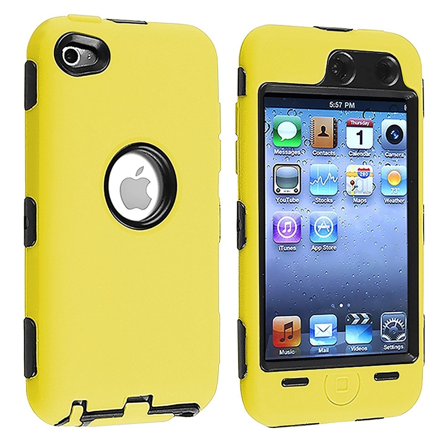 Orange Deluxe Hybrid Premium Rugged Hard Soft Case Skin Cover for iPod Touch 4th Generation 4G 4 