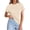 Beige, variant on Womens Summer Tops Spring Casual Rolled Short Sleeve Basic Tees Crew Neck Work Shirts Fashion Clothing