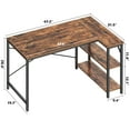 thumbnail image 6 of 47.2" Computer Desk, Reversible L Shaped Gaming Desk, Small Corner Desk for Bedroom, Office Desk with Storage Shelves, Study Table in Brown, 6 of 6