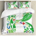 thumbnail image 1 of Letter B Duvet Cover Set King Size, Capital with Spring Herbs Flowers Petals Leaves Nature Harvest Swirls Vivid Image, Decorative 3 Piece Bedding Set with 2 Pillow Shams, Multicolor, by Ambesonne, 1 of 3