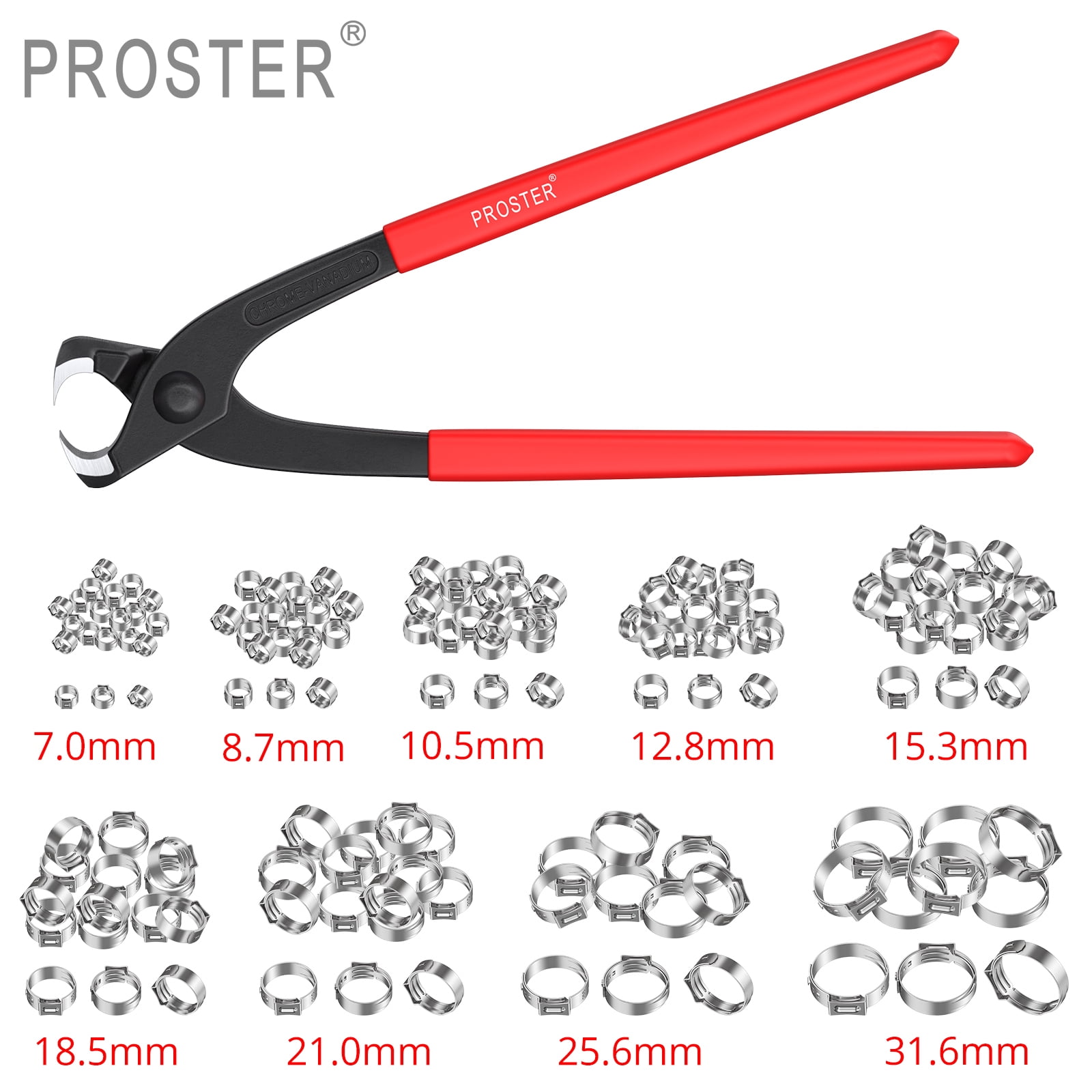 Proster 150pcs 304 Stainless Steel Single Ear Stepless Hose Crimper ...