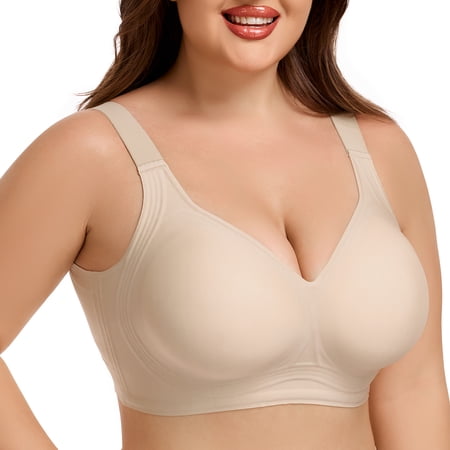 Hisoso Bras for Women, Womens Wireless Jelly Bra Full Coverage Push Up Comfortable No Underwire Plus Size Supportive Seamless Bras Tshirt Bras