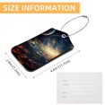 thumbnail image 5 of Square PU Leather Luggage Tags, 2 Pack, with Privacy Cover and Stainless Steel Ring - Suitable for Travel, Backpack, Handbag - Bag Tags, Handbag Tags Galaxy, 5 of 7