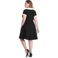thumbnail image 6 of HDE Plus Size Peter Pan Collar Dress Fit and Flare Collared Casual Skater Dress Black 3X, 6 of 6