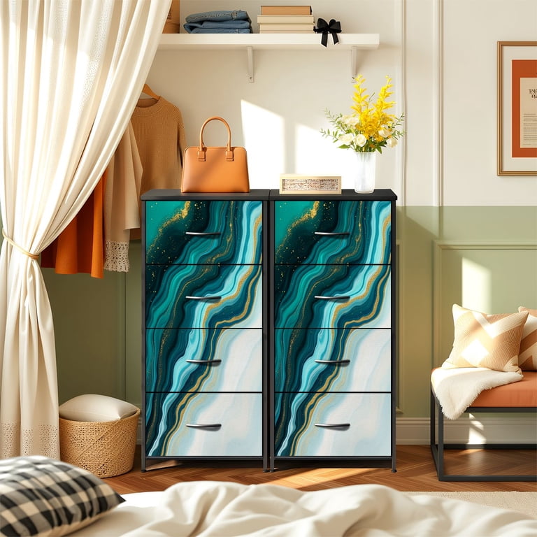 turquoise and gold dresser Re-tiqued by Rae Bond: Turquoise / Blue Dresser with Gold Hardware