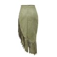 thumbnail image 6 of Unir Women Western Long Fringe Wrap Midi Skirt High Waist Soft Suede Irregular Asymmetrical Country Casual Bottom 1PC S-M-L-XL-XXL Plus Size Friendly, 6 of 6