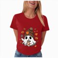 thumbnail image 4 of TOWED22 Womens Halloween Shirts Tshirts Spooky Season Ghost Vintage Graphic Tees Funny Crewneck Short Sleeve Tops(Red,XXL), 4 of 8