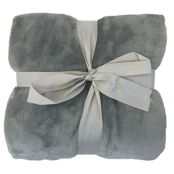 Allgala Gray Solid Polyester Flannel Throw, 45" x 60"