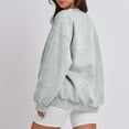 thumbnail image 7 of Evdexr Womens Sweatshirts Long Sleeve Oversized Fleece Crew Neck Solid Color Casual Loose Pullover 2025 Winter Clothes Light Gray M, 7 of 7