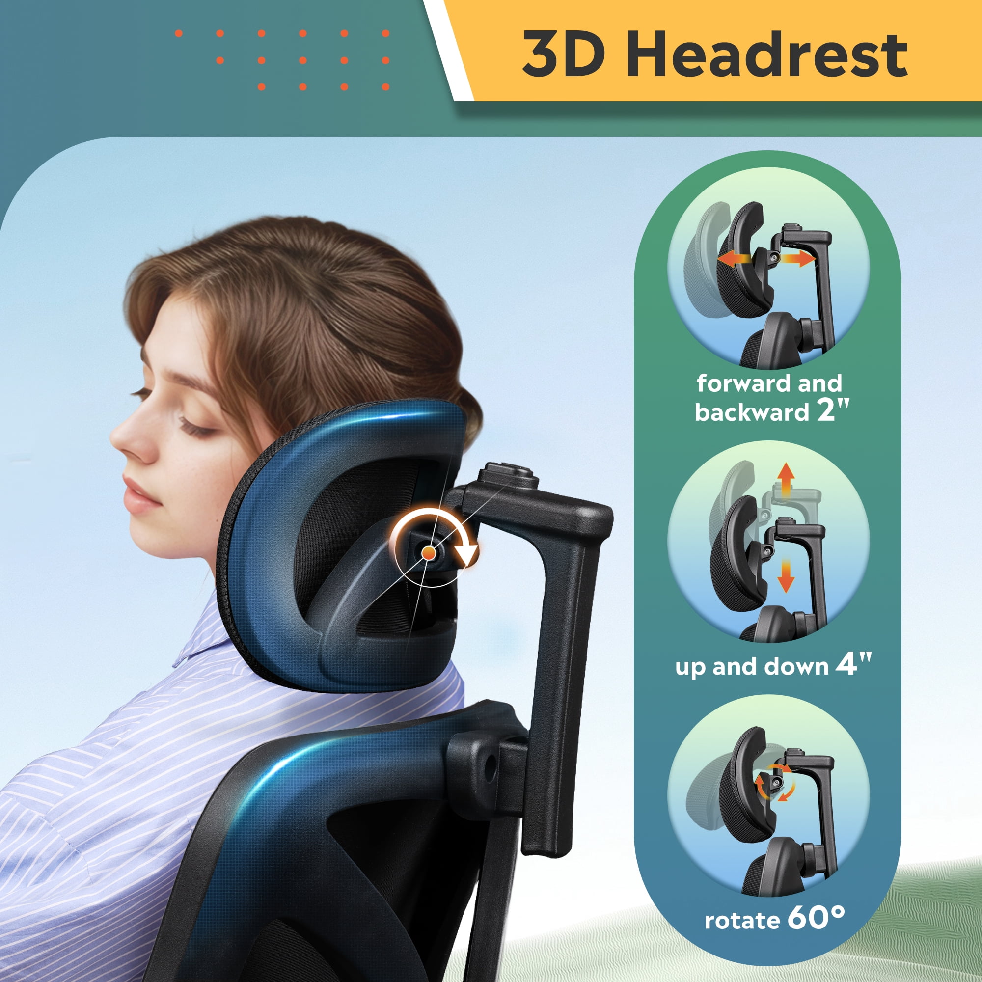 GALAXHERO Ergonomic Big and Tall Office Chair, Adjustable Mesh Desk Chair with Lumbar Support and Armrests, Reclining for Long Hours, Black
