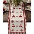 thumbnail image 1 of Camino de mesa navideño, camino de mesa rústico con alce y copo de nieve navideño para vacaciones, fiesta de cumpleaños, cocina, mesa de comedor, decoración del hogar, 1 of 7