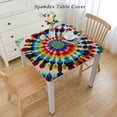 thumbnail image 2 of nygtbtfer Rainbow Watercolor Spiral Tie Dye Elastic Edged Table Cover Rectangle , Wipeable Polyester Tablecloth for Kitchen Dinning Indoor Outdoor Party Decor, 2 of 7