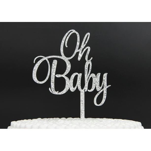 (TM) OH BABY Silver Cake Topper Baby Shower Birthday Party