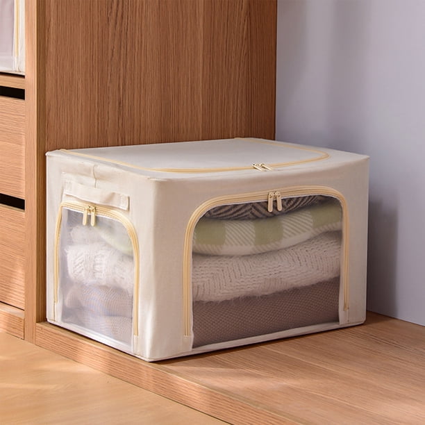Caja organizadora de armario plegable, cesta de almacenamiento de ropa de gran capacidad, tela no tejida, blanco, 18.5x13.78x11.81 pulgadas, organizador de armario que ahorra espacio para