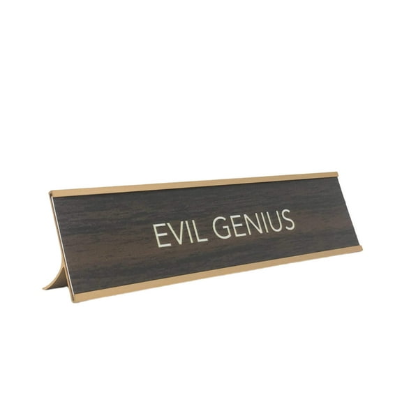 LEMONSODA Novelty Desk Sign (Evil Genius) - Brown/Gold