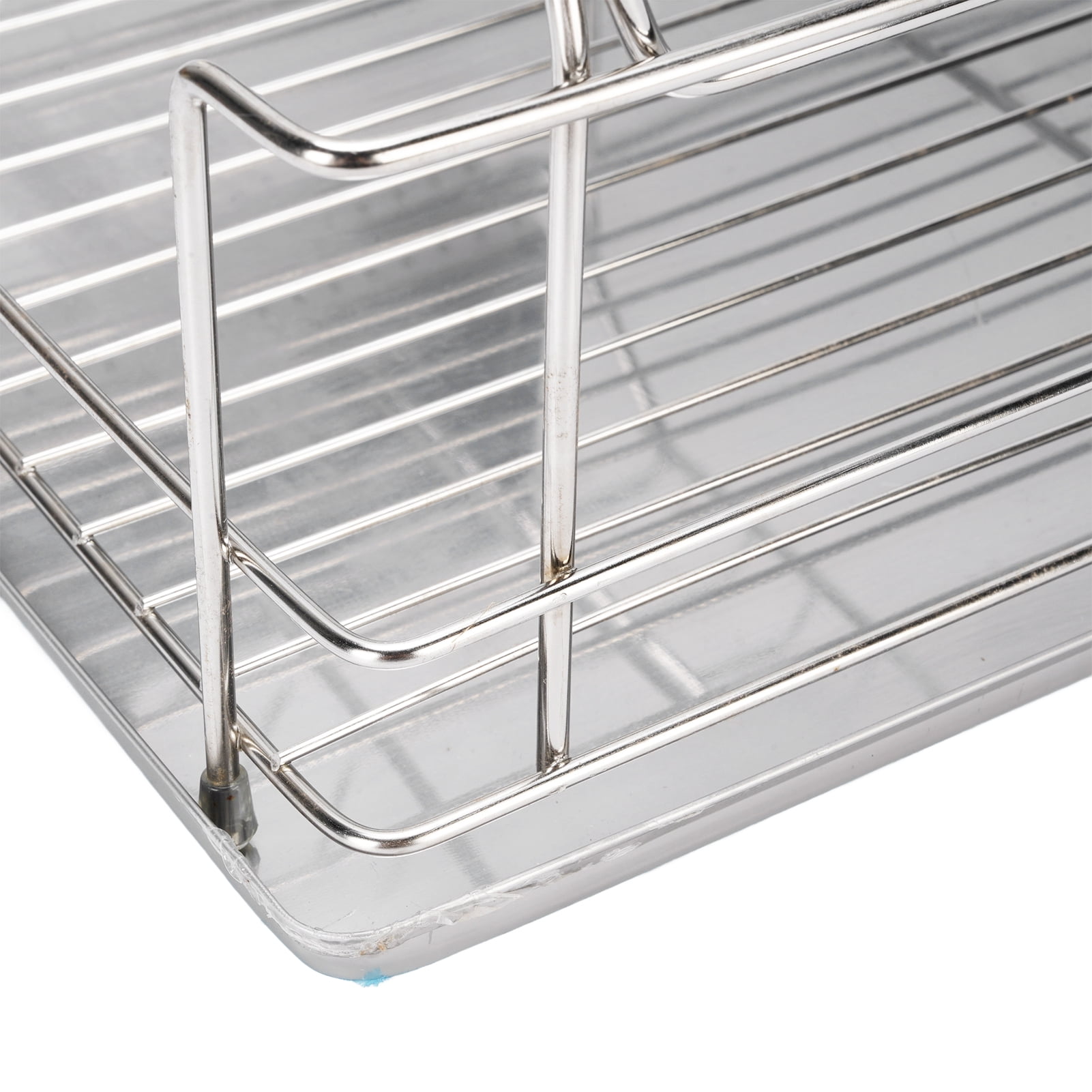 BOKYAN Dish Drying Rack Space Saving 2 Tier Dish Rack for Kitchen Counter Stainless Steel Dish Drainer with Cutlery Holder, 18.1 inches