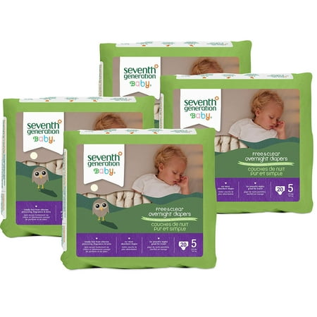 A Product of Seventh Generation Free & Clear Overnight Diapers - Diaper Size Stage 5 - 20 Ct. [Skin Soft, Comfortable and Good Sleep Diapers](Babys Best