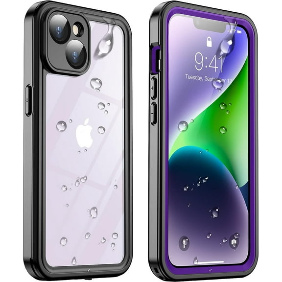 for iPhone 14 Plus Case Phone Case Purple | Waterproof, Built-in, 9H Tempered Glass Screen Protector, IP68 Underwater, Military Dropproof, Dustproof, Real 360, Full Body, Shockproof