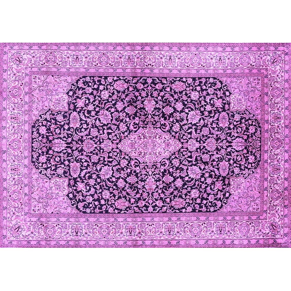 Ahgly Company Indoor Rectangle Medallion Purple Traditional Area Rugs, 4' x 6'