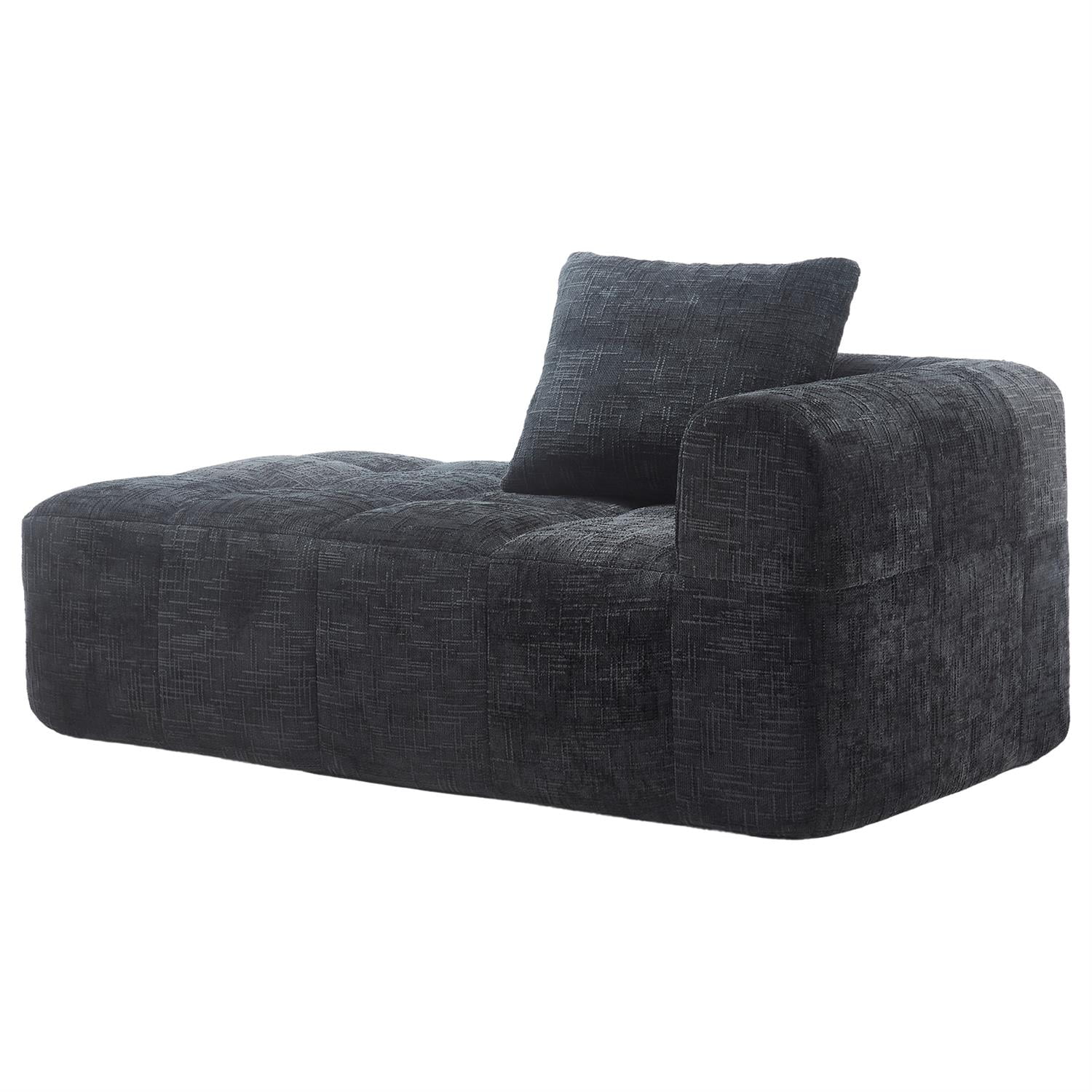 Demi Bonn 62" Plush Chenille Loveseat Sofa, Modular Sleeper for Living Room, Bedroom, Apartment Lounge, Stylish & Comfortable Couch, Black
