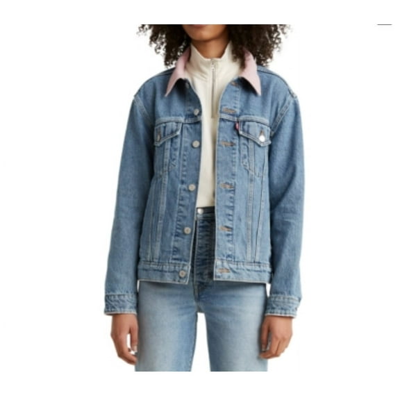 Levi's Cotton Ex-Boyfriend Corduroy-Collar Denim Trucker Jacket