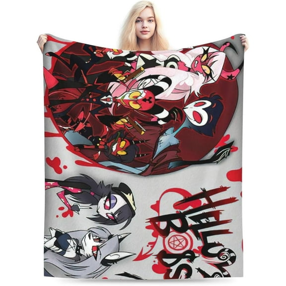 Helluva Song Dance Boss Throw Blanket Fleece Blanket Warm Sofa Blankets King Size Blankets for All Season Modern Blankets for Hotel Portable Outdoor Blankets for Travel 30x40, Black