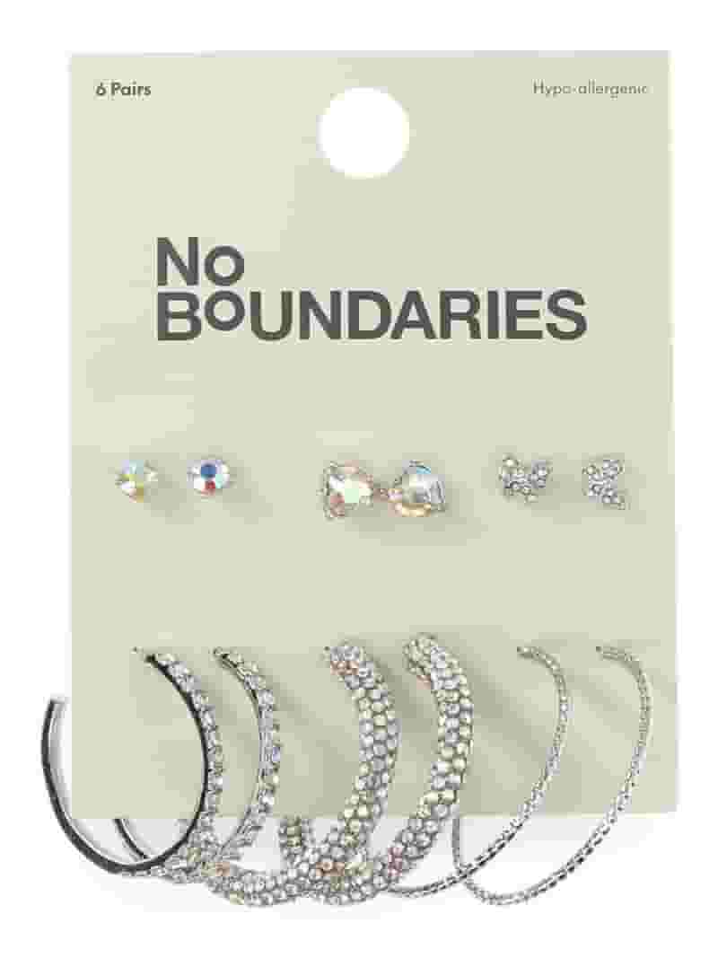 Star Stud Earring Set with Steel Posts and Rhinestone Center Pack of 6 Pair Star Stud Earring Set with Steel Posts and Rhinestone Center Pack of 6 Pair