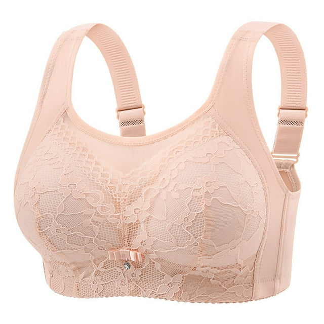 Kaemgyyd Women's Full Coverage Bras Embroidery No Underwire Padded Lace Bra Plus Size Adjustable Strap Lift up Bras