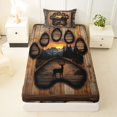 thumbnail image 3 of Castle Fairy Teens Rustic Wood Paw Cutout Deer Twin Sheets 3pcs,Sunset Pine Mountain Backdrop Bedding,Brown Tan Black,1 Fitted Sheet, 1 Flat Sheet and 1 Pillowcase, 3 of 6