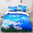 thumbnail image 4 of 2024 Japanese Wave Duvet Cover King Microfiber Cherry Blossom Petals Bedding Set Mount Fuji Volcanic Quilt Cover For Boys Teen, 4 of 7