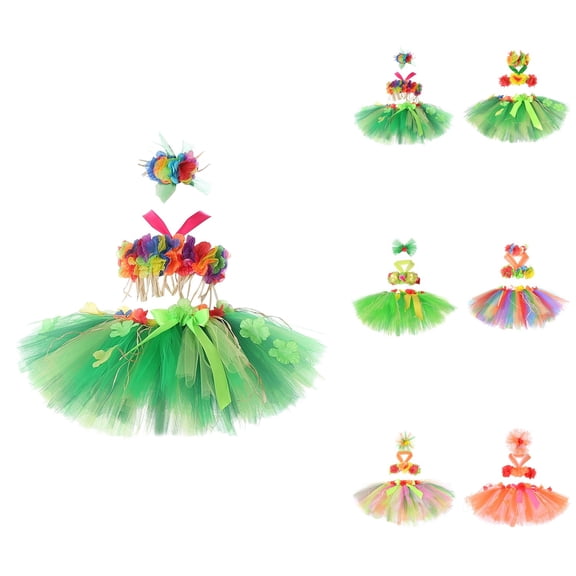 Girls Tropical Luau Party Dress & Tutu Set, 2 Sizes (Girls, Baby) for Beach Bonfire Dance Performance and Theme Celebration
