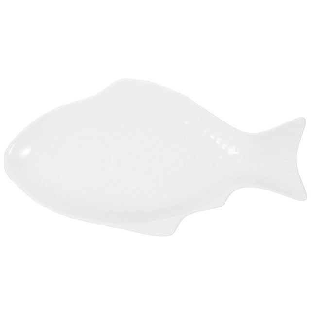 1PC Ceramic Tableware Creative Plate Fish Shaped Dish Storage Fish Pan for Restaurant Home Dinner (11inch, White)