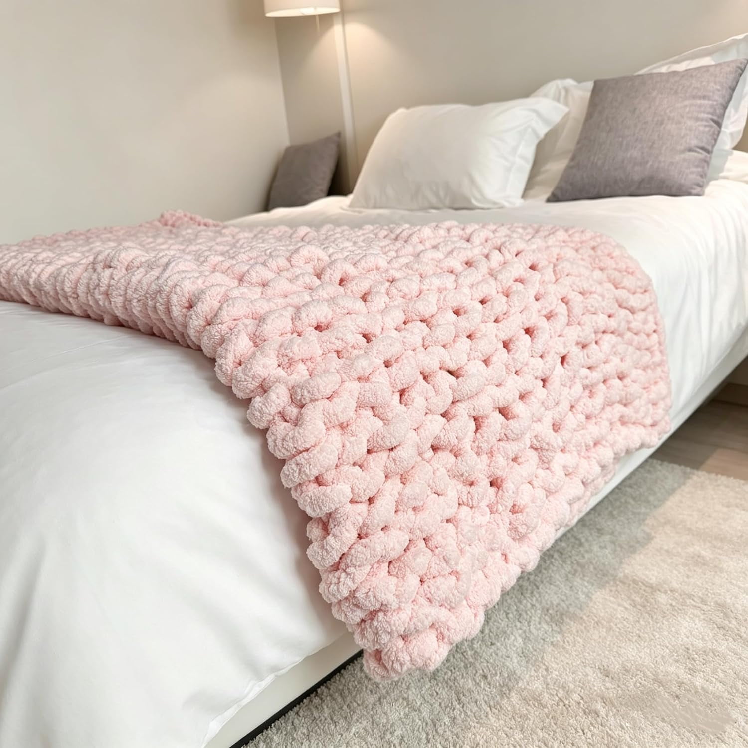 Soft Chunky Knit Throw Blanket for Couch Cozy Warm Lightweight Comfortable Knitted Throw Blanket