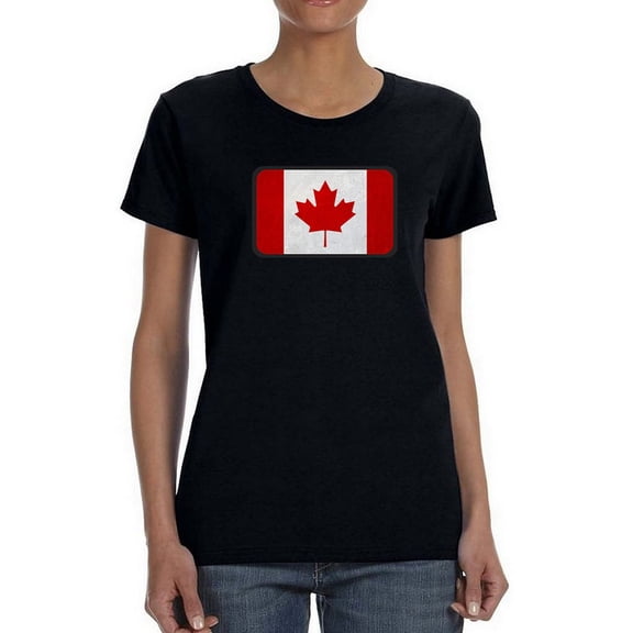 Canada Flag Box Stamp Women T-Shirt, Female x-Large